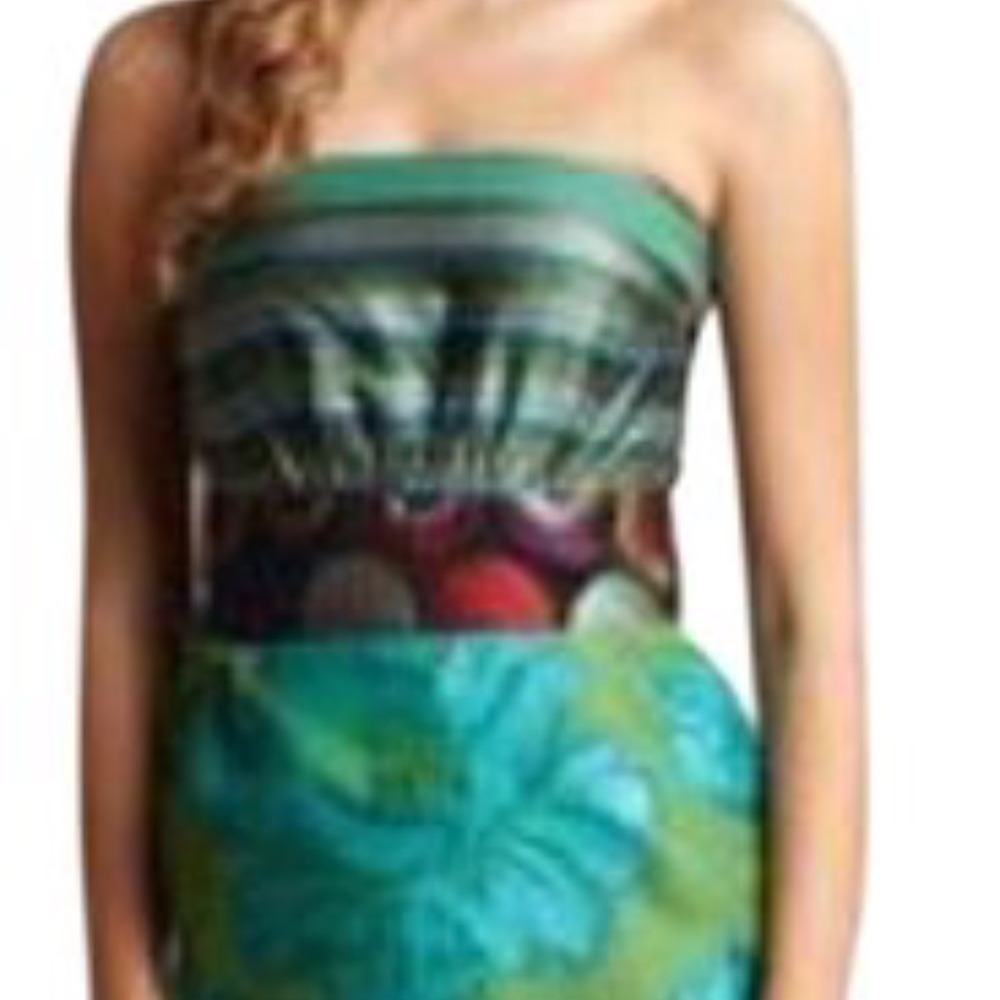 Desigual Multicolored Strapless Cocktail Dress.